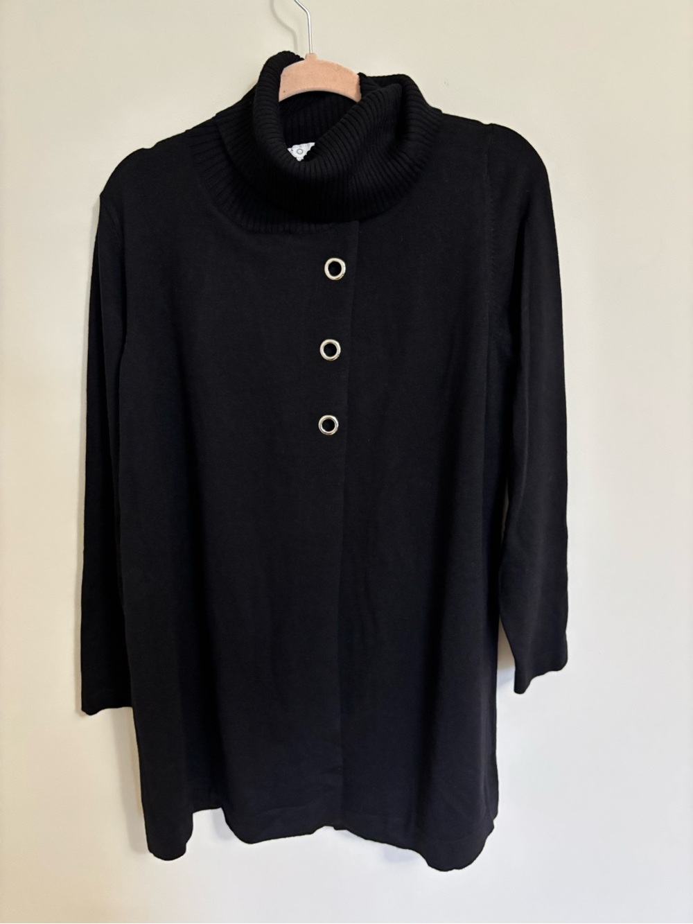 Plus size Black open front sweater with Grommets